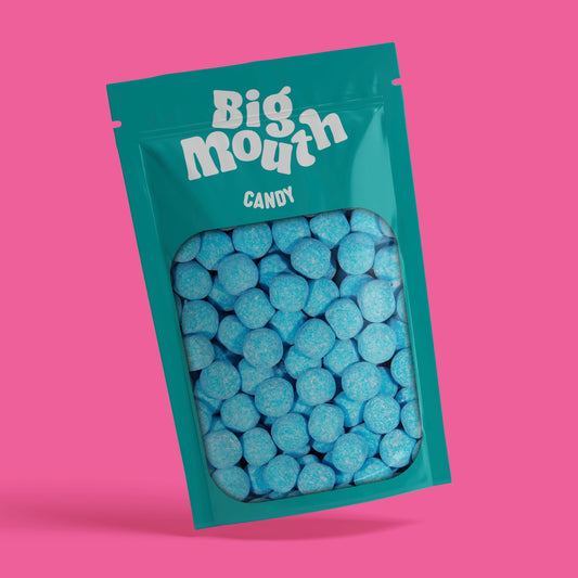 Big Mouth Candy Blue Bon Bon Bag – A vibrant pick and mix sweets bag resealable filled with chewy, sugar-dusted blue bon bons. Perfect for sweet bags, pick and mix boxes, or a candy delivery treat in Northern Ireland and the UK. Ideal for pick and mix online orders and personalised sweets gifting