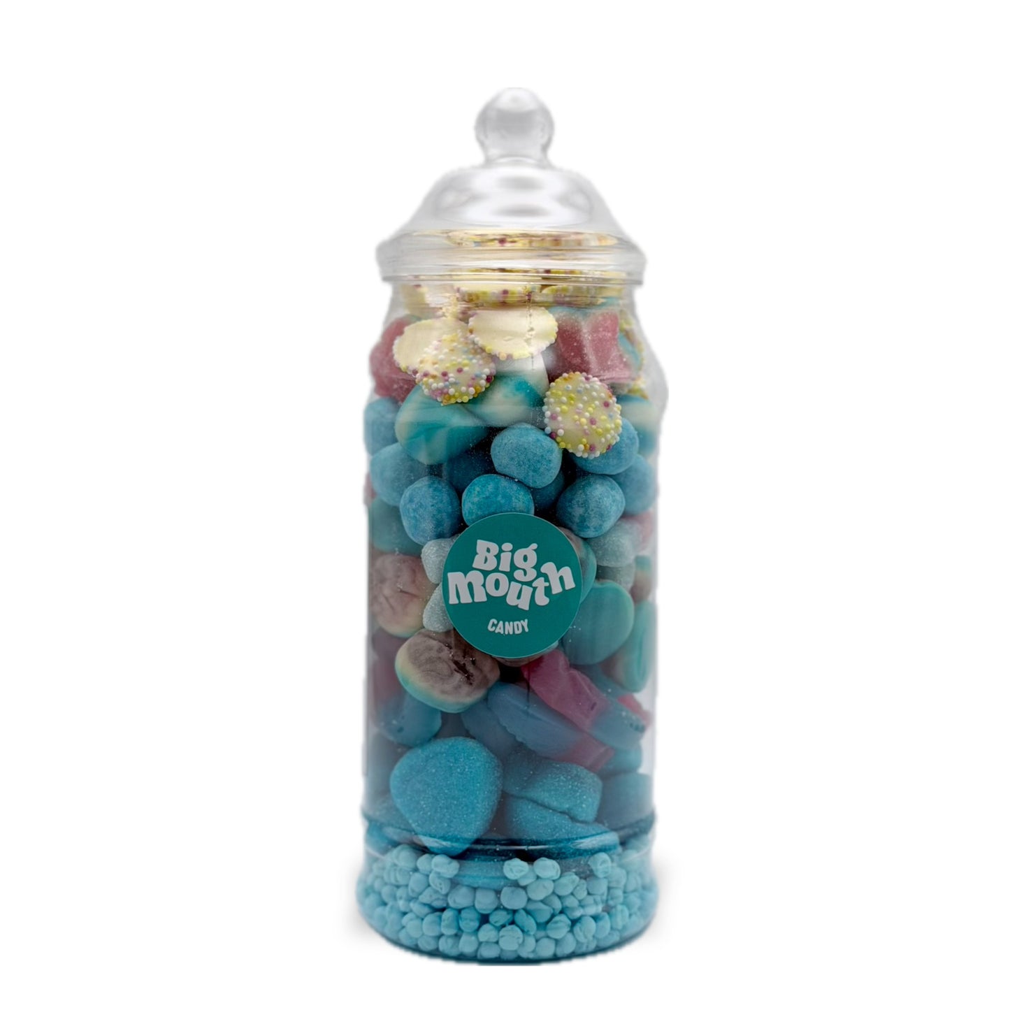 Big Mouth Candy blue pick and mix sweets jar filled with blue candy mix in tall jar