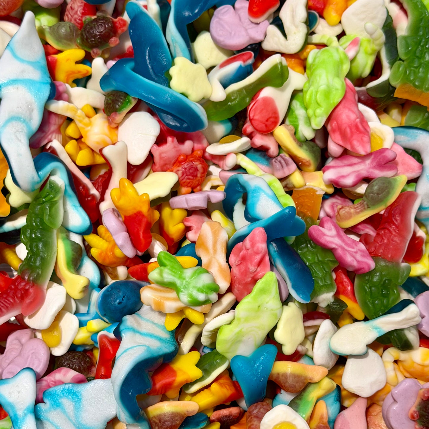Close up of colourful jelly pick and mix sweets in Big Mouth Candy 600g Jelly Mix