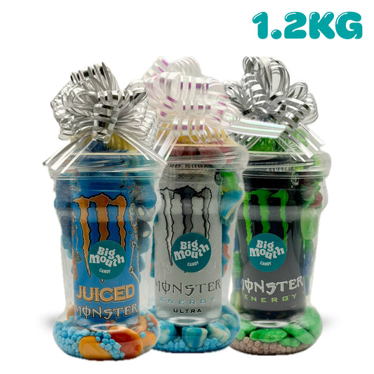 1.2KG pick and mix sweets gift set in novelty energy drink style cups from Big Mouth Candy.