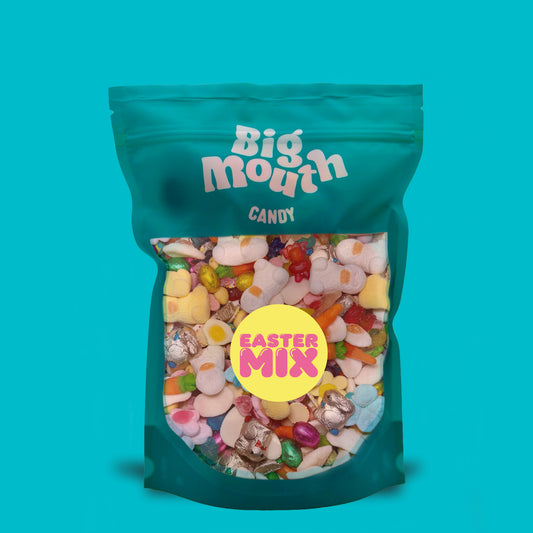 Big Mouth Candy Easter pick and mix sweets bag filled with chocolate eggs marshmallows and Easter candy mix