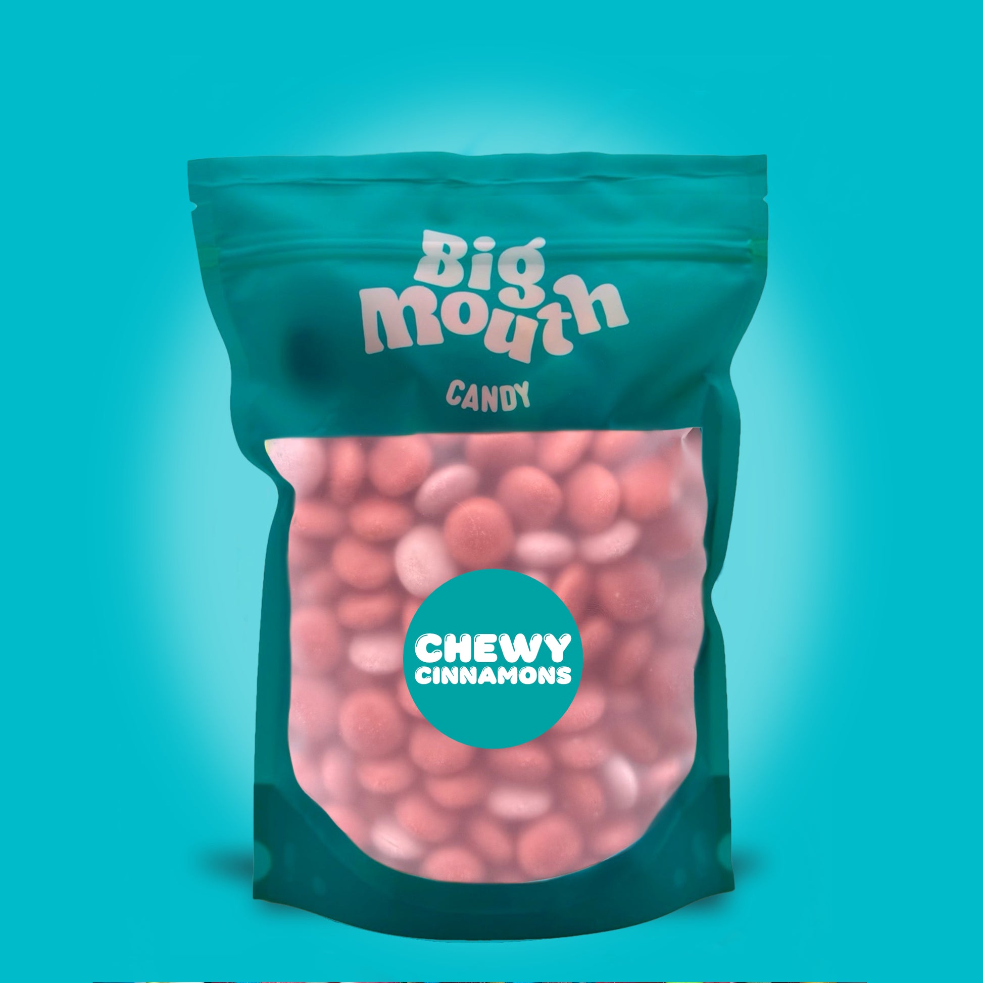 Chewy cinnamon sweets in an 800G bag from Big Mouth Candy soft mint style chewy cinnamon candy
