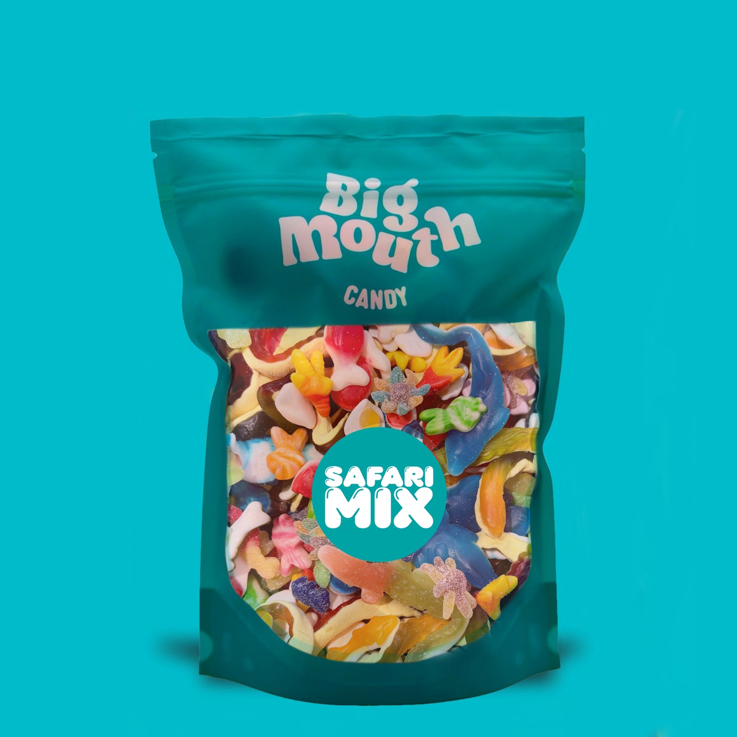 Safari Pick and Mix Sweets 600g Bag with animal shaped jelly and fizzy sweets including jelly filled sweets from Big Mouth Candy